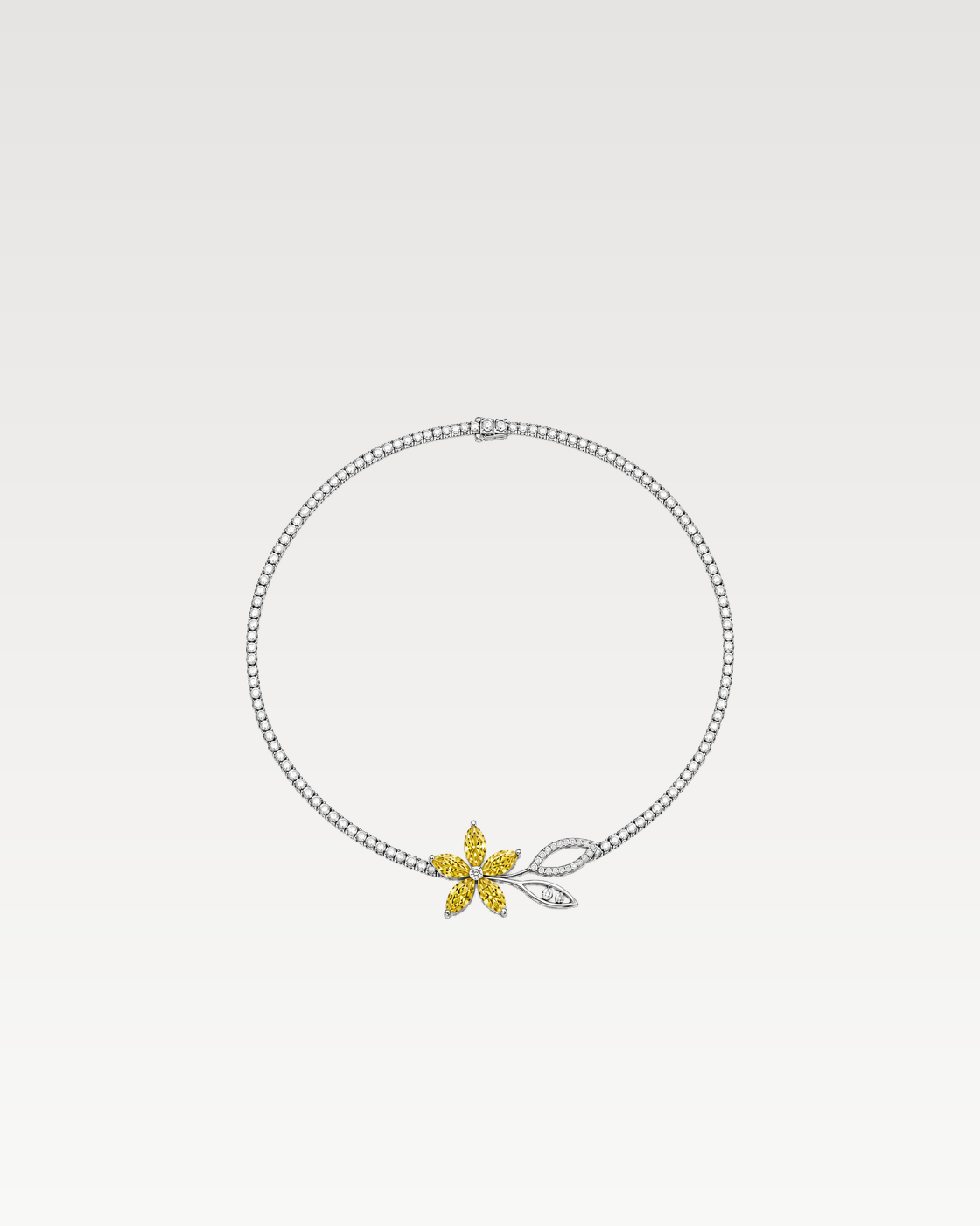 6ct Fancy Vivid Yellow and D Colour Lab-Grown Diamond Floral