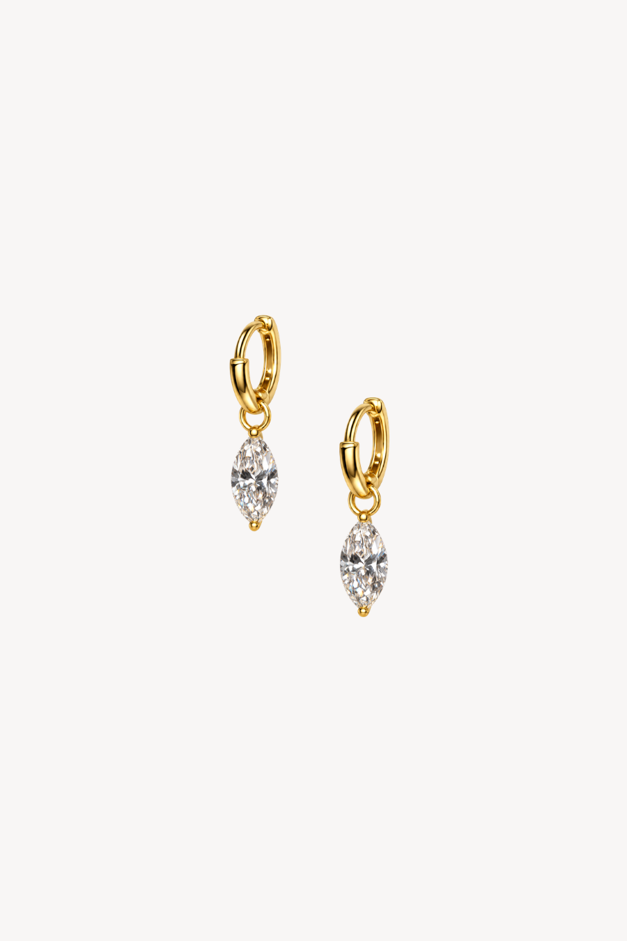 Lightfall Marquise Huggie Earrings, 18ct Gold