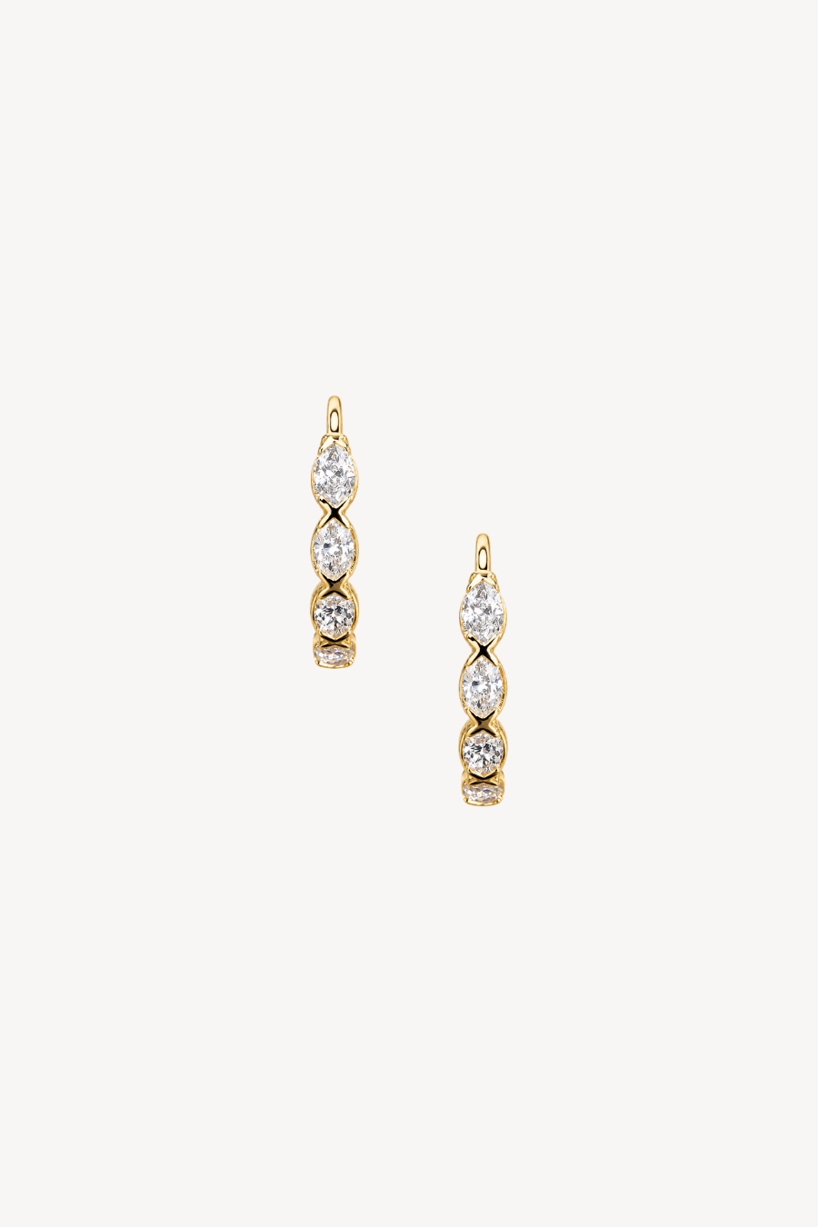 Marquise Diamond Huggie Earrings,18ct Gold