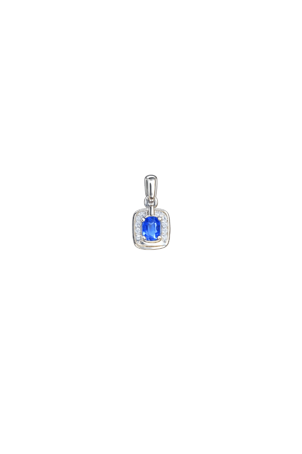 Azure Natural Sapphire & Diamond Halo Pendant