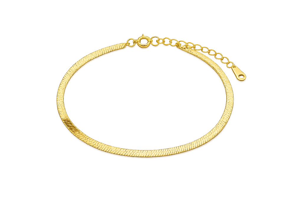 Silken Line Flat Snake Chain Bracelet in 18ct Yellow Gold