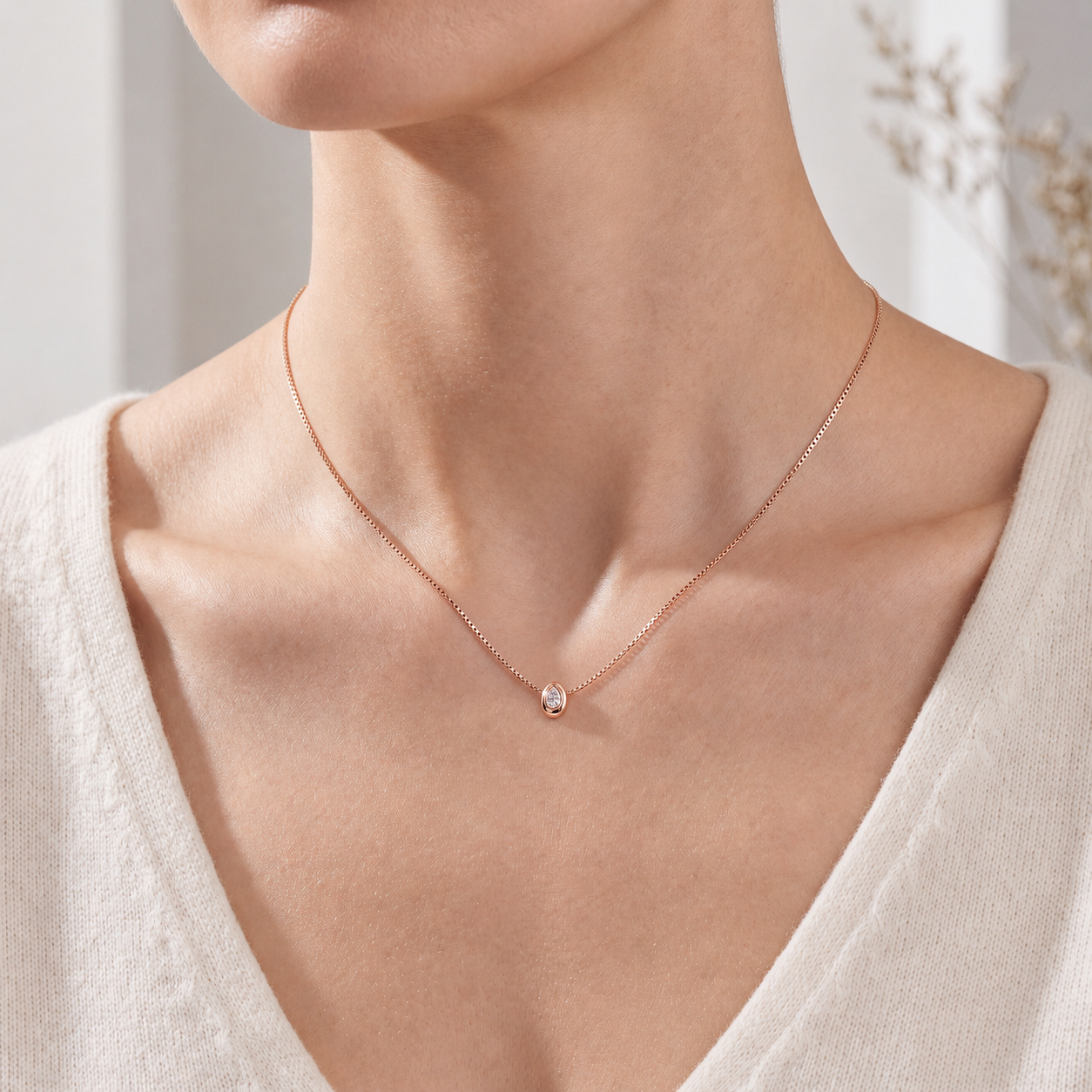 The Aurelia,Pear Diamond Necklace
