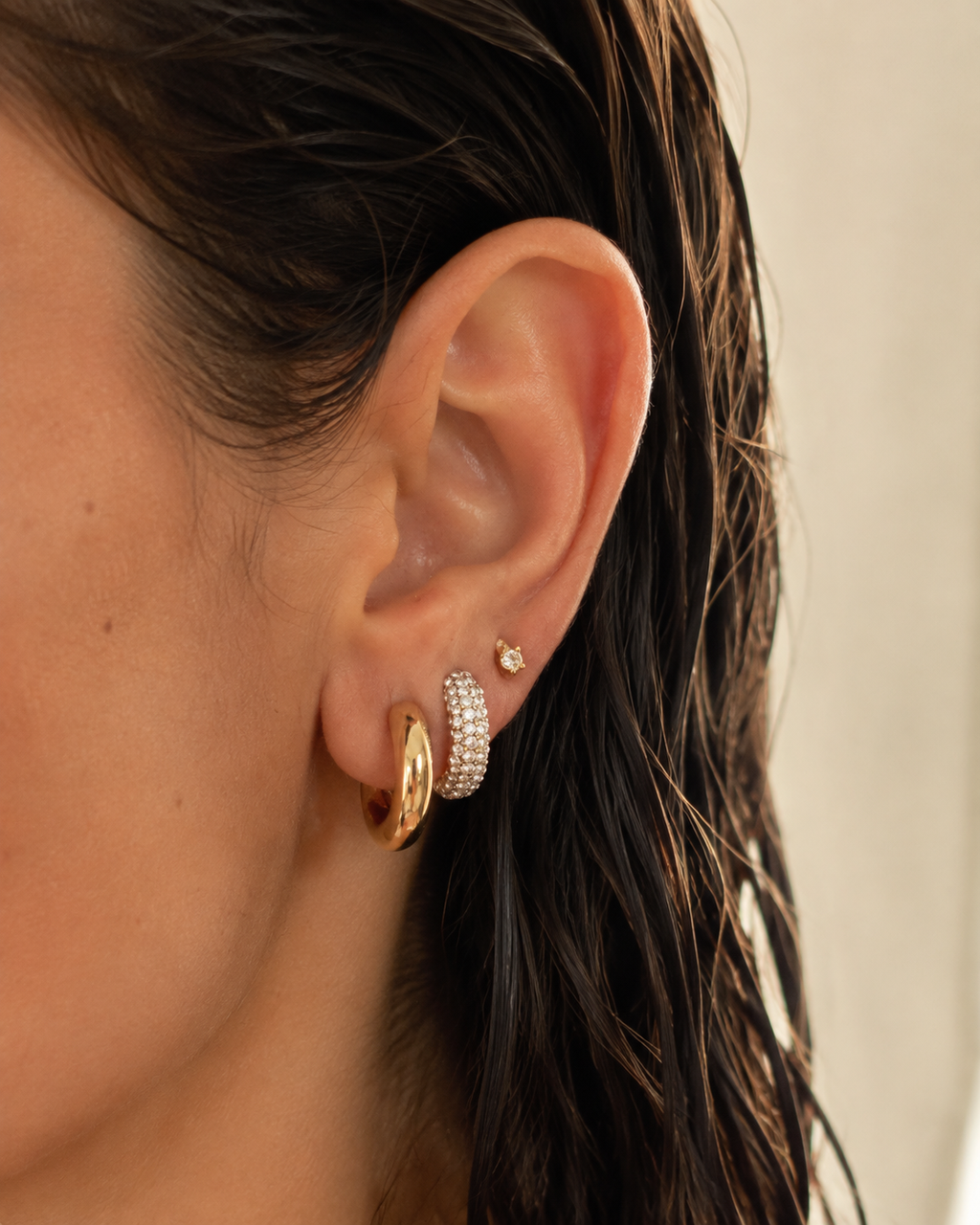 Ripple Huggie Earrings, 9ct Gold