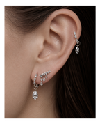 18ct Marquise-Cut Diamond Huggie Hoop Earrings